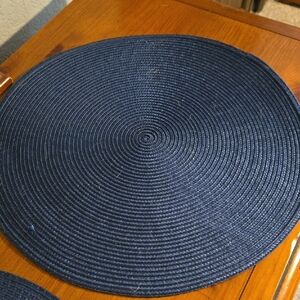 Navy Blue Round Woven Placemat, Set Of 4